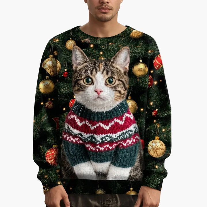 Mirla | Jultröja med Kattmotiv och Festlig Design - Rolig Jultröja för Jul och Vinter-Eva Jonsson