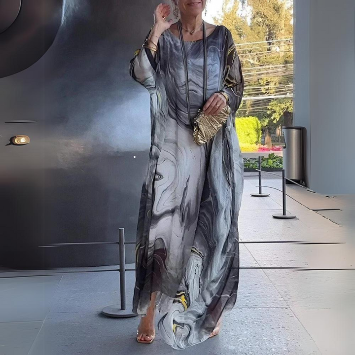 Mirla | Kaftan Klänning Flödande Lätt Tyg Elegant Löst Snitt Breda Ärmar-Eva Jonsson