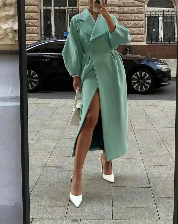 Mirla | Kappa Dubbelknäppt Stl Överstorlek Ärmar Måttsydd Passform Elegant & Chic-Eva Jonsson