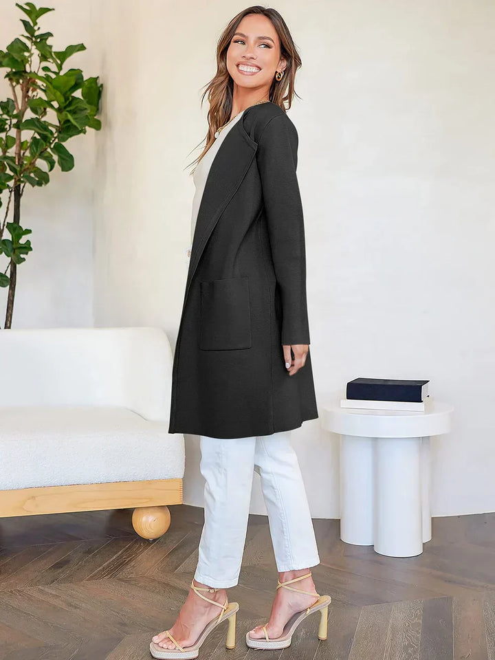Mirla | Kappa Lös Passform Knälång Bred Revers Minimalistisk Design-Eva Jonsson