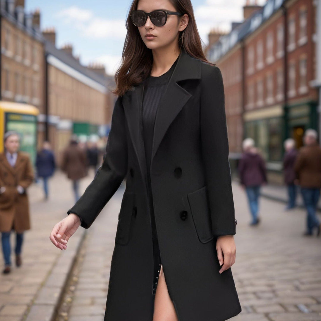 Mirla | Kappa Slim Fit Ull Knälång Dubbelknäppt Klassisk Design-Eva Jonsson