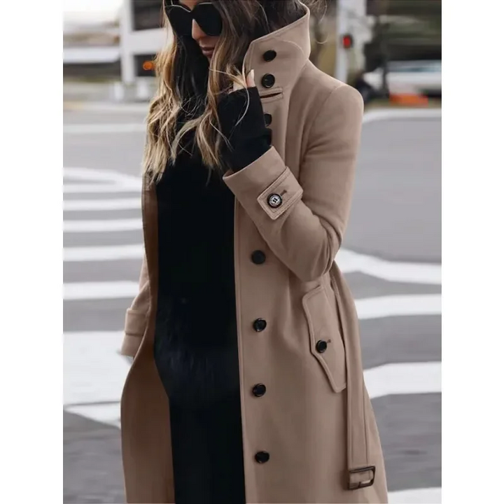 Mirla | Kappa Ull Slim Fit Enradig Lång Ärmar Ståkrage Lång Modell-Eva Jonsson