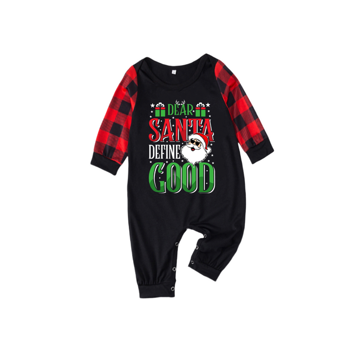 Mirla | Kär Santa Definiera Bra Slogan Tryckt Svart och Röd Schal Jul Passande Pyjamas-Eva Jonsson