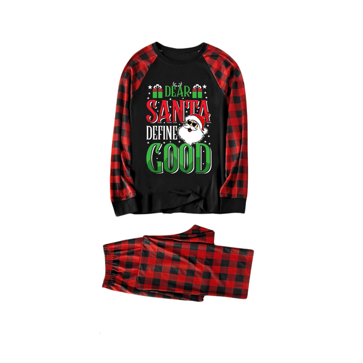 Mirla | Kär Santa Definiera Bra Slogan Tryckt Svart och Röd Schal Jul Passande Pyjamas-Eva Jonsson