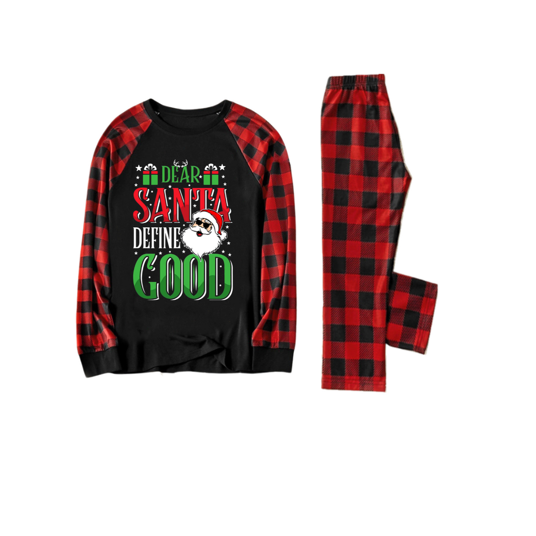 Mirla | Kär Santa Definiera Bra Slogan Tryckt Svart och Röd Schal Jul Passande Pyjamas-Eva Jonsson