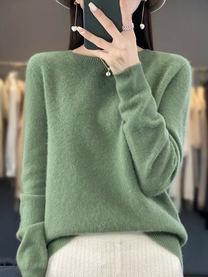 Mirla | Kasmirtröja Dam Rund Halssud Soft och Elegant Stickad Tröja-Eva Jonsson