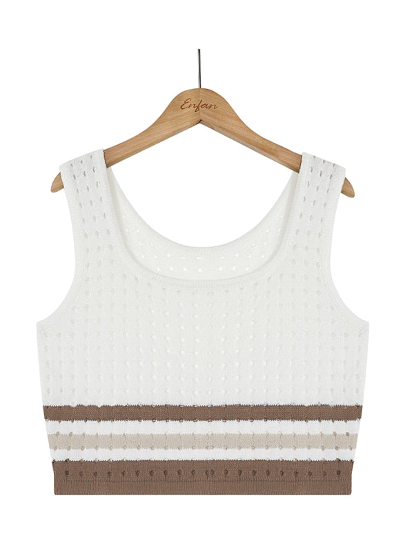 Mirla | Khaki Randmönster Öppen Mask Crop Top & Blyertskjol Sats-Eva Jonsson