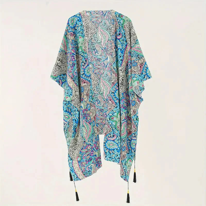 Mirla | Kimono, Paisleytryck, Öppen front, Bikini-cover up, Strand-kimono-Eva Jonsson