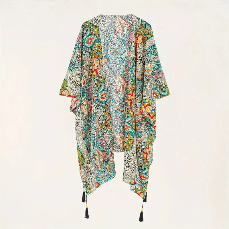 Mirla | Kimono, Paisleytryck, Öppen front, Bikini-cover up, Strand-kimono-Eva Jonsson