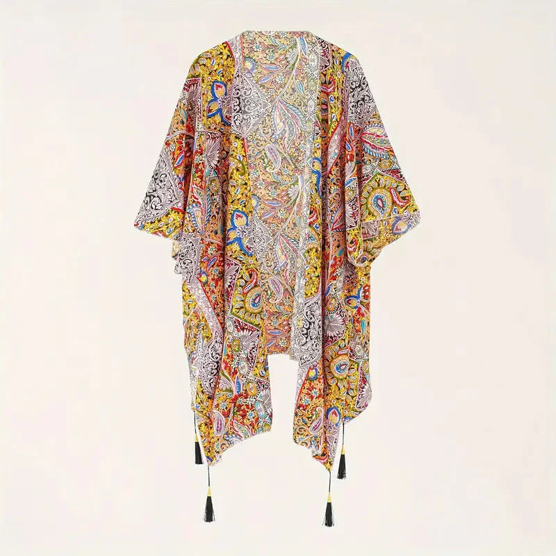 Mirla | Kimono, Paisleytryck, Öppen front, Bikini-cover up, Strand-kimono-Eva Jonsson