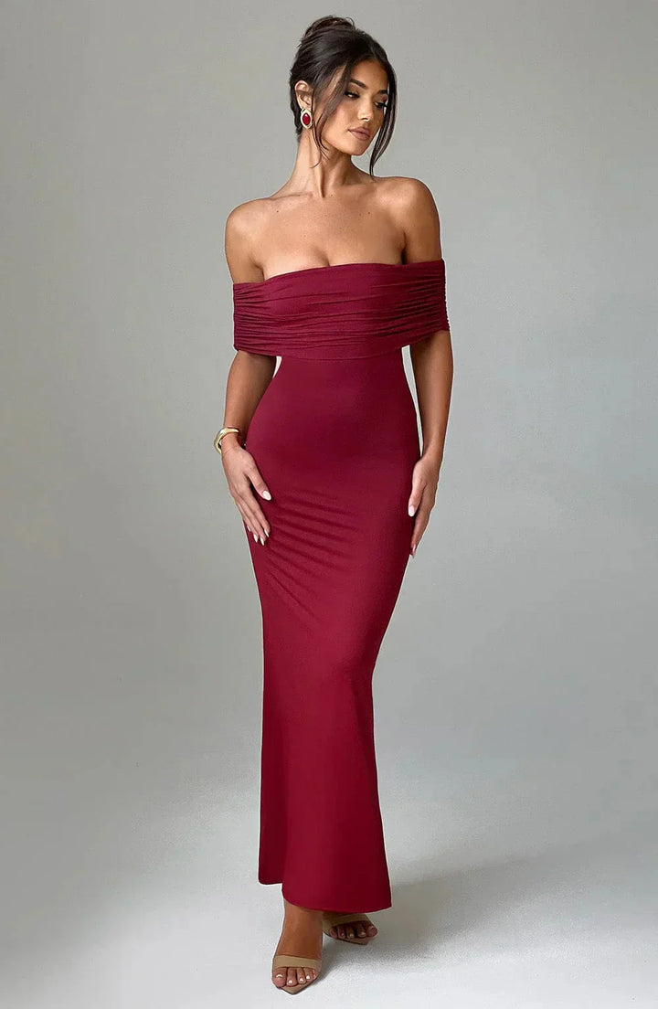 Mirla | Klänning Öppen Rygg Bodycon Off Shoulder Klänning Elegant Klänning-Eva Jonsson