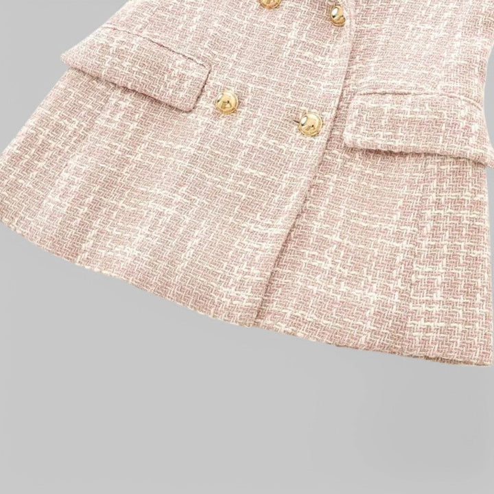 Mirla | Klassisk Dubbelknäppt Rosa Tweedblazer-Eva Jonsson