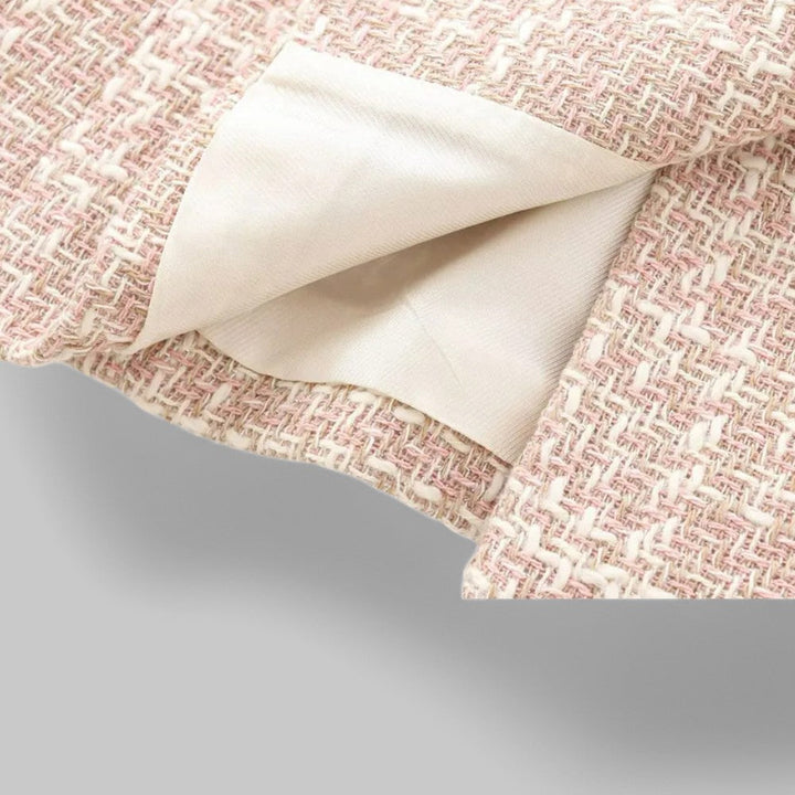 Mirla | Klassisk Dubbelknäppt Rosa Tweedblazer-Eva Jonsson
