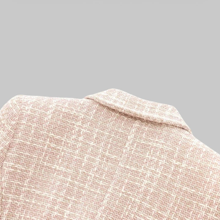 Mirla | Klassisk Dubbelknäppt Rosa Tweedblazer-Eva Jonsson
