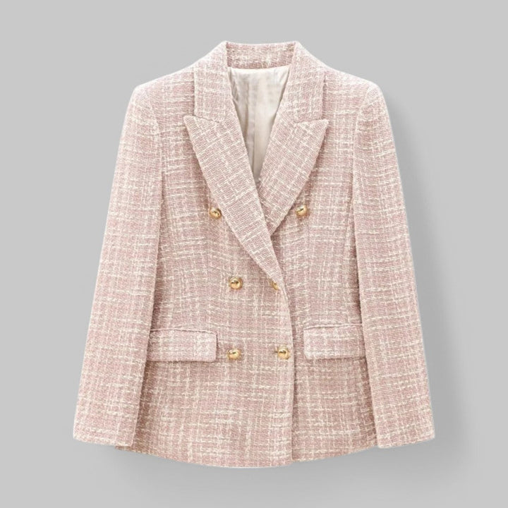 Mirla | Klassisk Dubbelknäppt Rosa Tweedblazer-Eva Jonsson