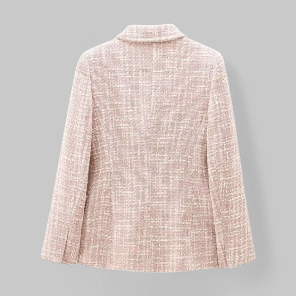 Mirla | Klassisk Dubbelknäppt Rosa Tweedblazer-Eva Jonsson