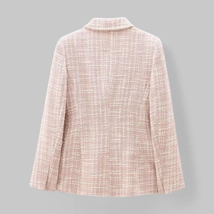 Mirla | Klassisk Dubbelknäppt Rosa Tweedblazer-Eva Jonsson