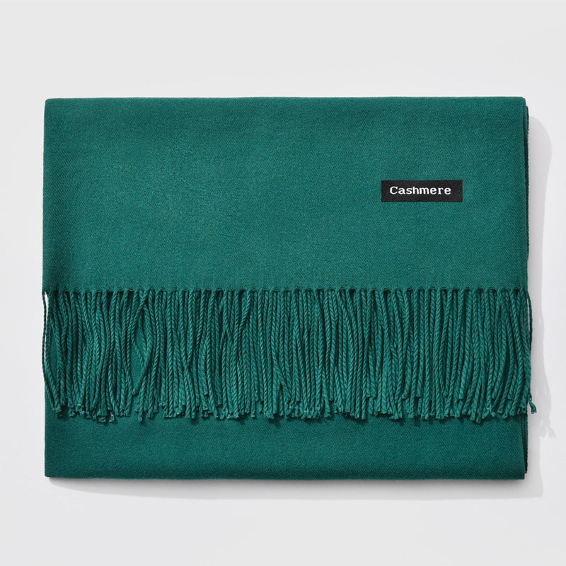 Mirla Klassisk Kvinno Vinter Scarf | Monokrom, Varm och Elegant med Fringe Design-Eva Jonsson