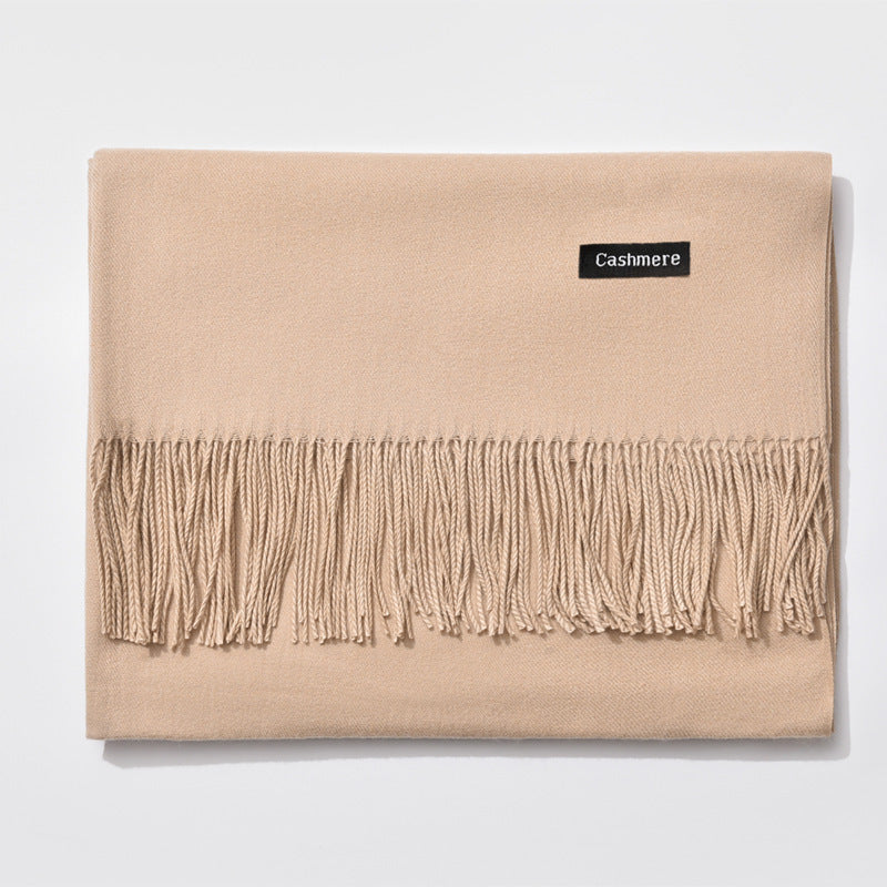 Mirla Klassisk Kvinno Vinter Scarf | Monokrom, Varm och Elegant med Fringe Design-Eva Jonsson