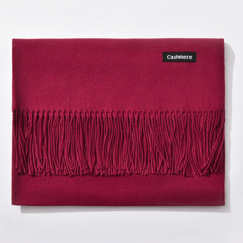 Mirla Klassisk Kvinno Vinter Scarf | Monokrom, Varm och Elegant med Fringe Design-Eva Jonsson