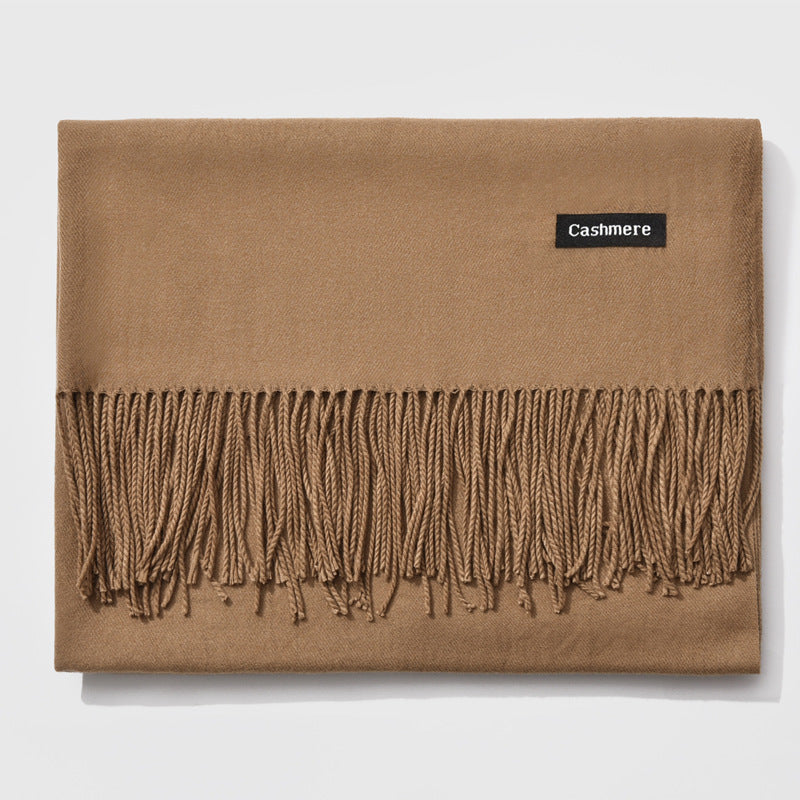 Mirla Klassisk Kvinno Vinter Scarf | Monokrom, Varm och Elegant med Fringe Design-Eva Jonsson