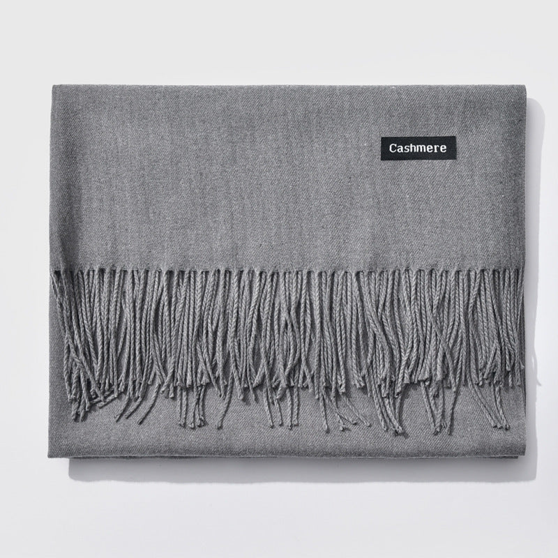 Mirla Klassisk Kvinno Vinter Scarf | Monokrom, Varm och Elegant med Fringe Design-Eva Jonsson