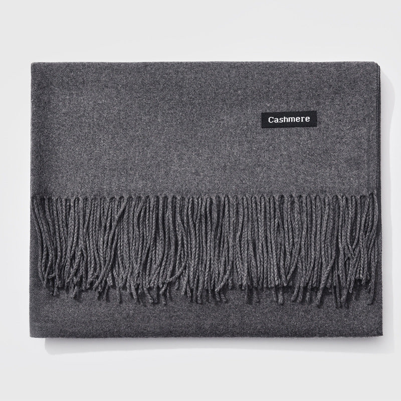 Mirla Klassisk Kvinno Vinter Scarf | Monokrom, Varm och Elegant med Fringe Design-Eva Jonsson