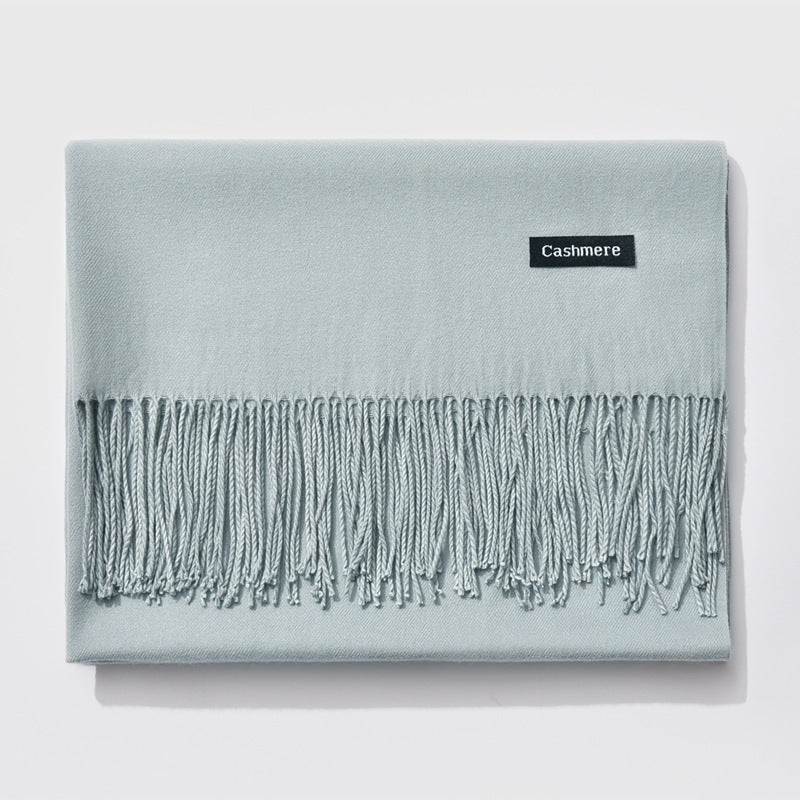 Mirla Klassisk Kvinno Vinter Scarf | Monokrom, Varm och Elegant med Fringe Design-Eva Jonsson