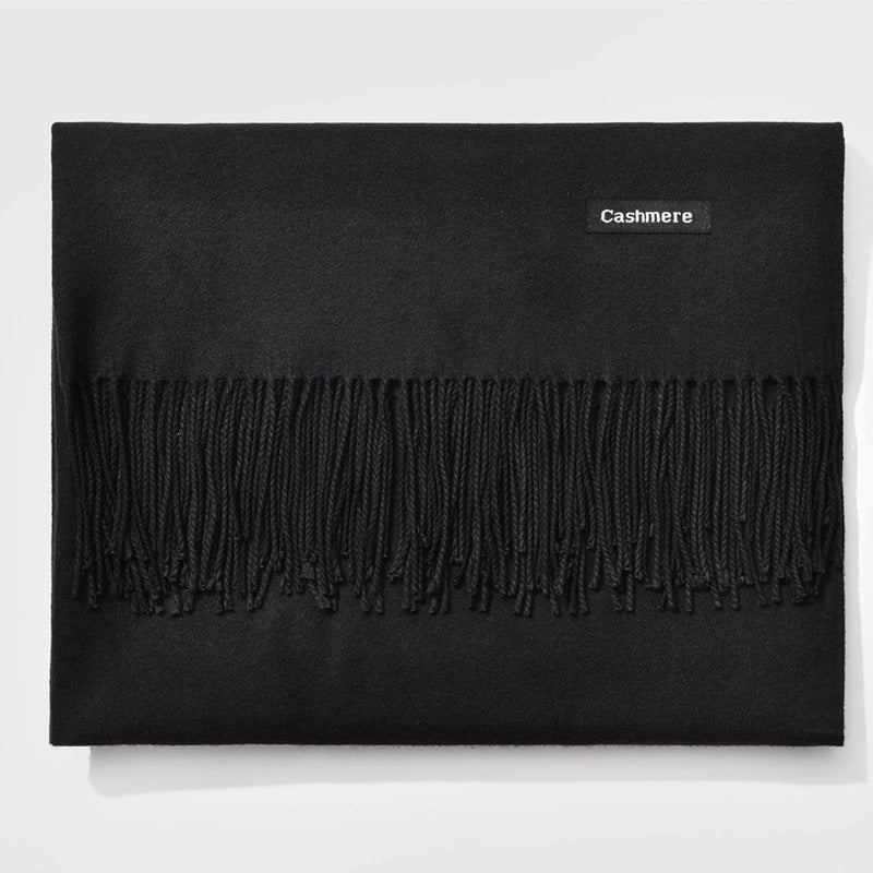 Mirla Klassisk Kvinno Vinter Scarf | Monokrom, Varm och Elegant med Fringe Design-Eva Jonsson