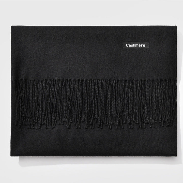 Mirla Klassisk Kvinno Vinter Scarf | Monokrom, Varm och Elegant med Fringe Design-Eva Jonsson