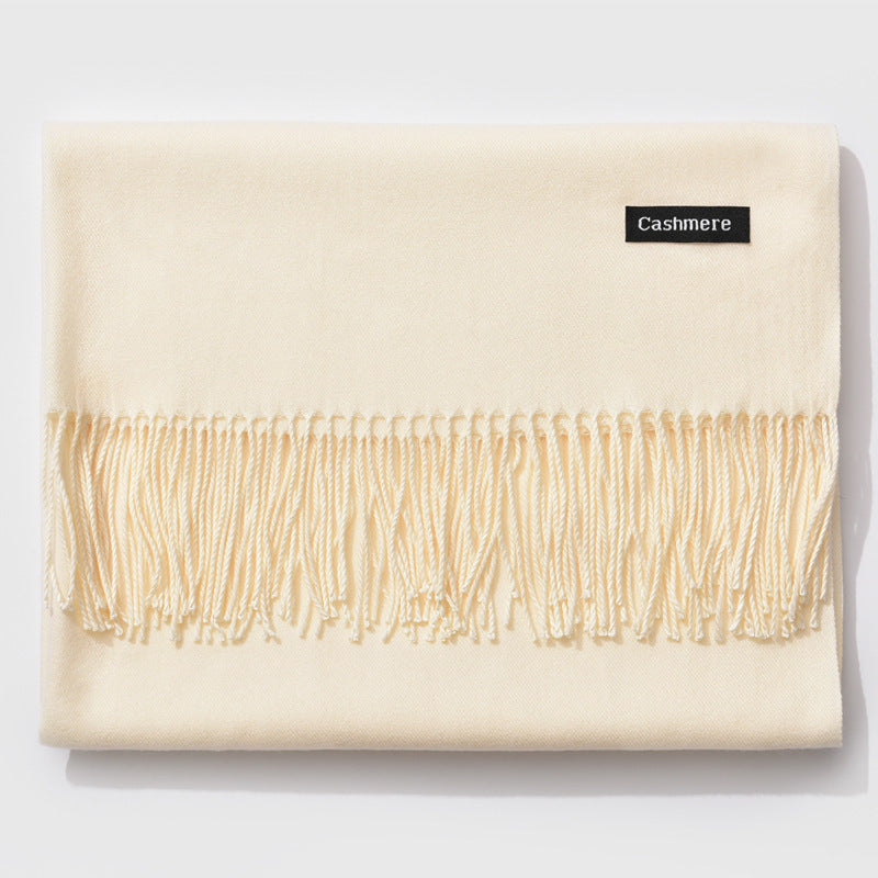 Mirla Klassisk Kvinno Vinter Scarf | Monokrom, Varm och Elegant med Fringe Design-Eva Jonsson