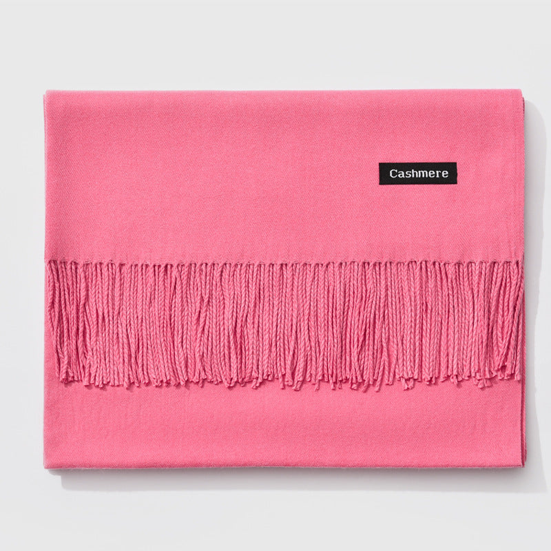 Mirla Klassisk Kvinno Vinter Scarf | Monokrom, Varm och Elegant med Fringe Design-Eva Jonsson