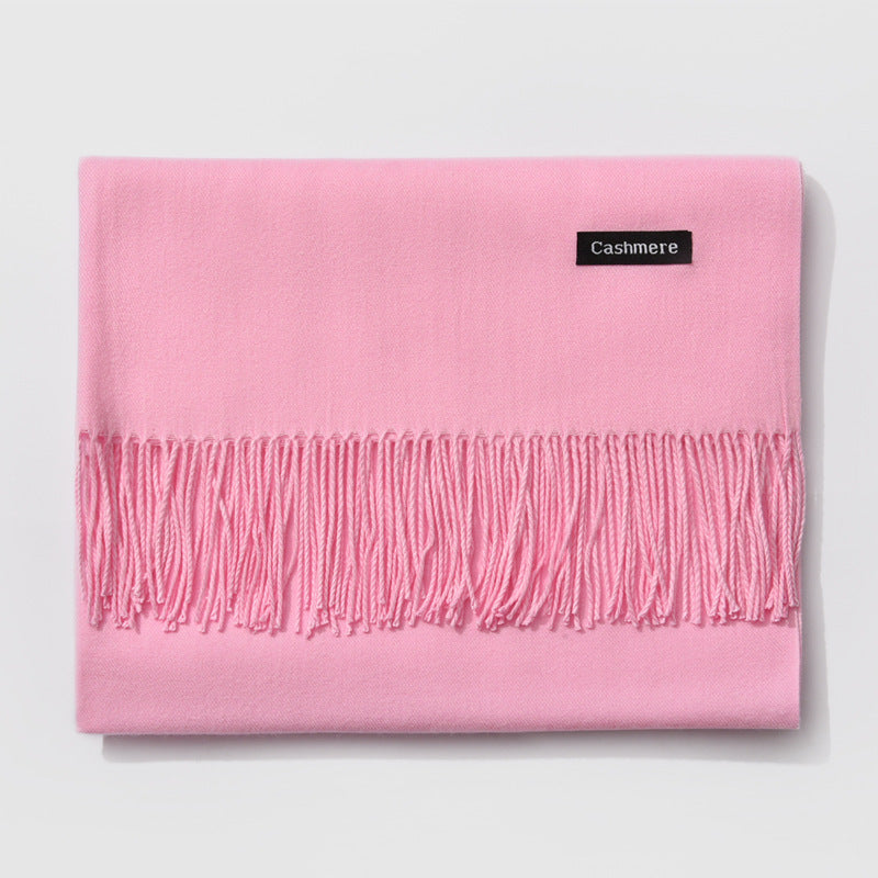 Mirla Klassisk Kvinno Vinter Scarf | Monokrom, Varm och Elegant med Fringe Design-Eva Jonsson