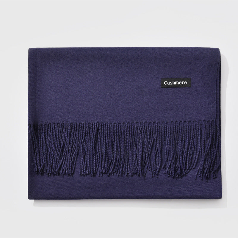 Mirla Klassisk Kvinno Vinter Scarf | Monokrom, Varm och Elegant med Fringe Design-Eva Jonsson