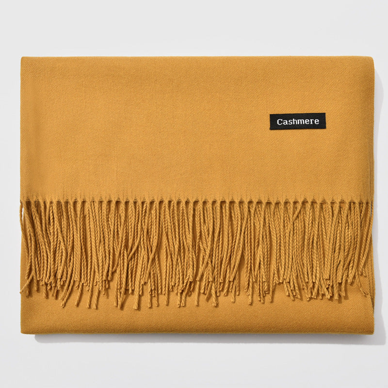Mirla Klassisk Kvinno Vinter Scarf | Monokrom, Varm och Elegant med Fringe Design-Eva Jonsson