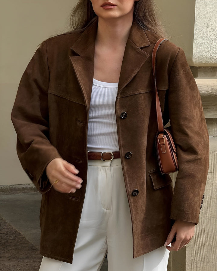 Mirla | Klassisk Mocka Blazer för Kvinnor-Eva Jonsson