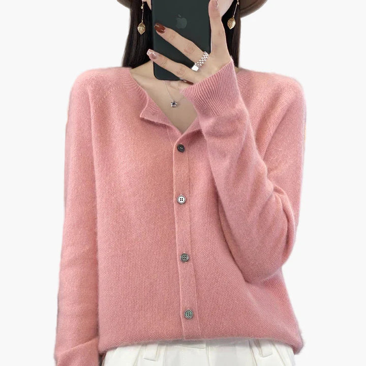 Mirla | Klassisk Stickad Cardigan - Elegant Vardagsstil för Kontor och Fritid-Eva Jonsson