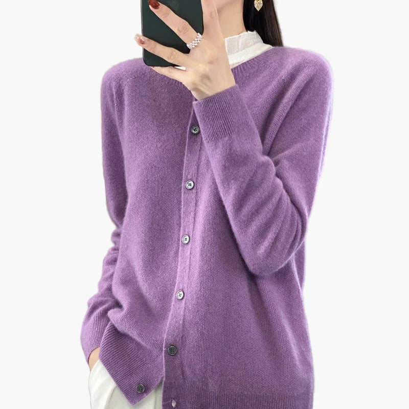 Mirla | Klassisk Stickad Cardigan - Elegant Vardagsstil för Kontor och Fritid-Eva Jonsson