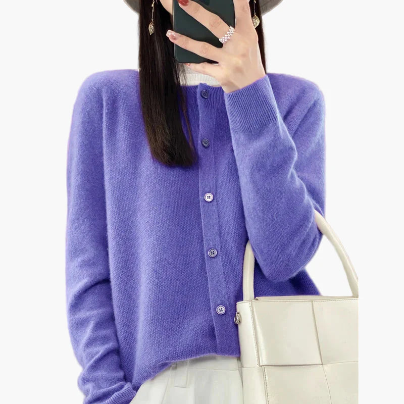 Mirla | Klassisk Stickad Cardigan - Elegant Vardagsstil för Kontor och Fritid-Eva Jonsson