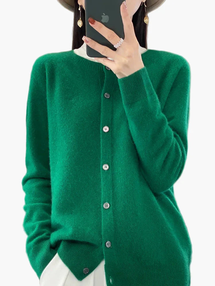 Mirla | Klassisk Stickad Cardigan - Elegant Vardagsstil för Kontor och Fritid-Eva Jonsson