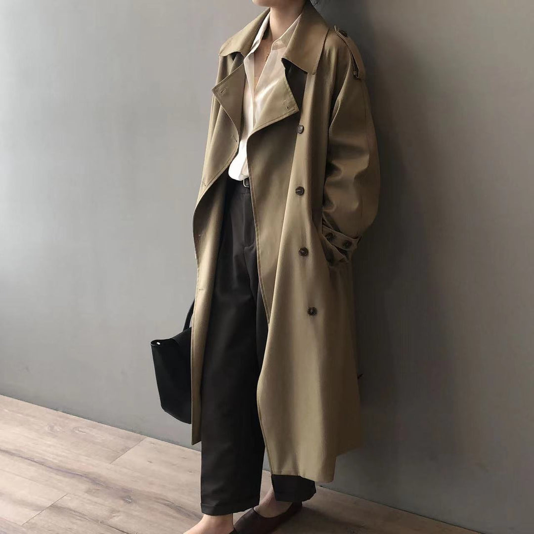 Mirla | Klassisk Trenchcoat Dam Oversized Vindjacka, Dubbel rad-Eva Jonsson