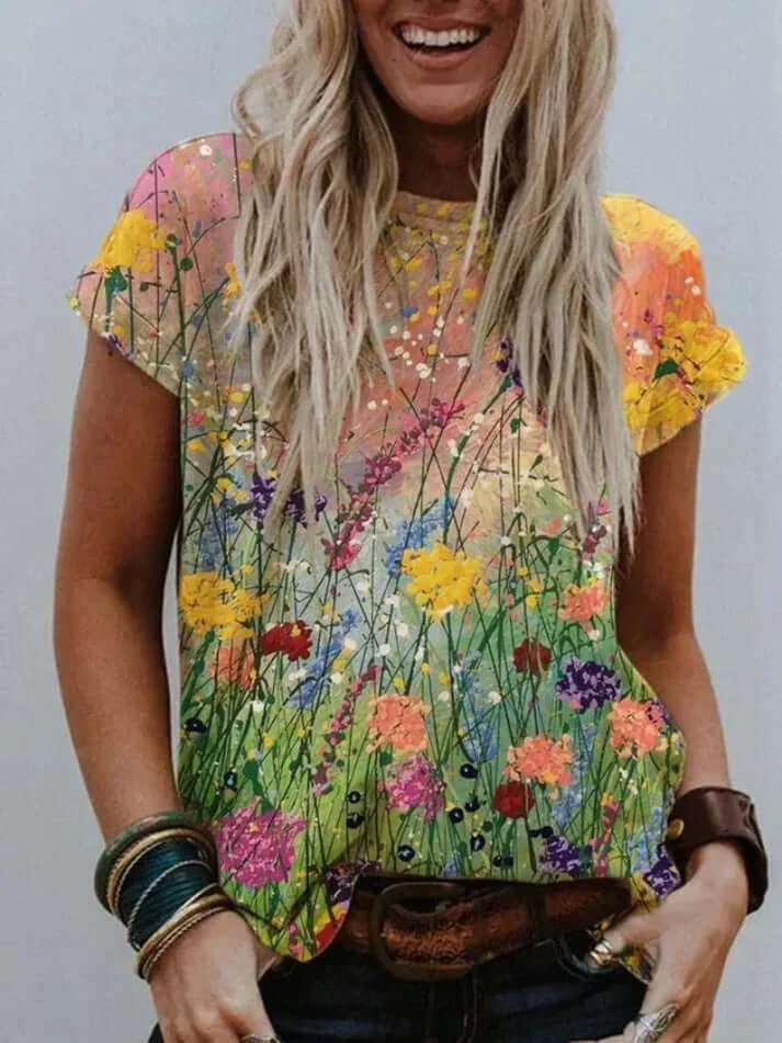 Mirla | Konstmålning Bekväm T-shirt-Eva Jonsson