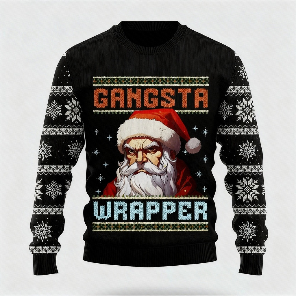 Mirla | Konstnärlig Jul Tomte Tecknad Design - Svart Semester Ikoner Sweatshirt-Eva Jonsson