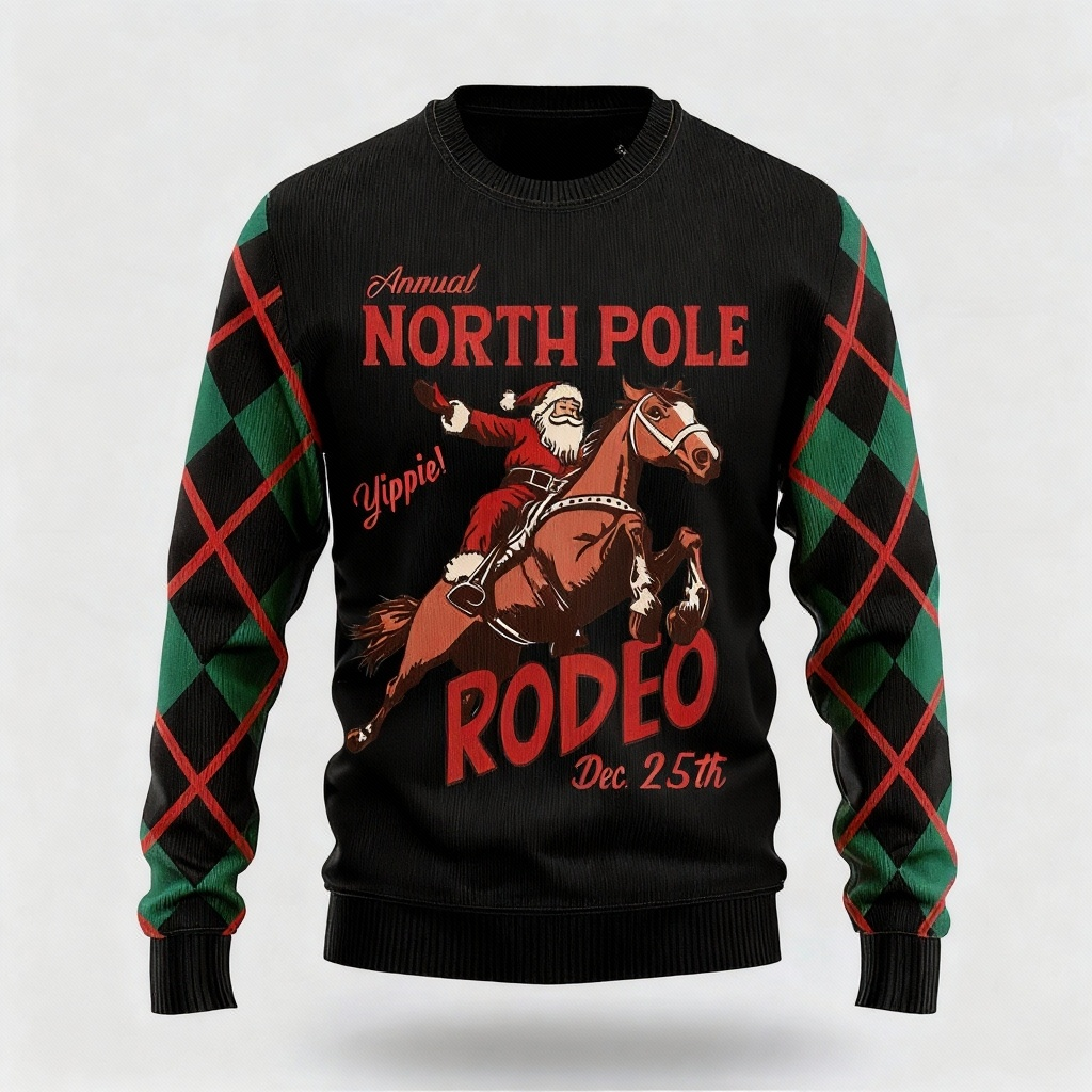 Mirla | Konstnärligt Julmotiv Santa-Mönsterdesign - Maximalistisk Jultryck Fultröja-Eva Jonsson