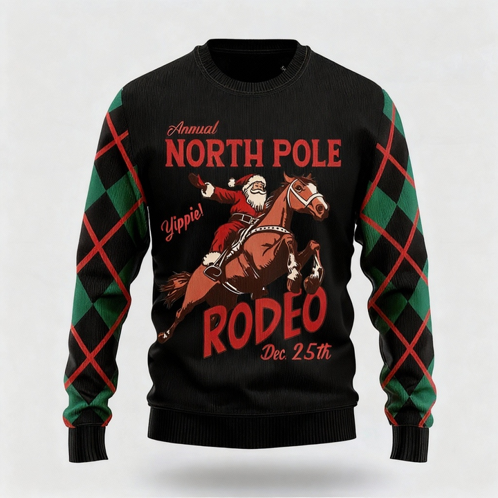 Mirla | Konstnärligt Julmotiv Santa-Mönsterdesign - Maximalistisk Jultryck Fultröja-Eva Jonsson