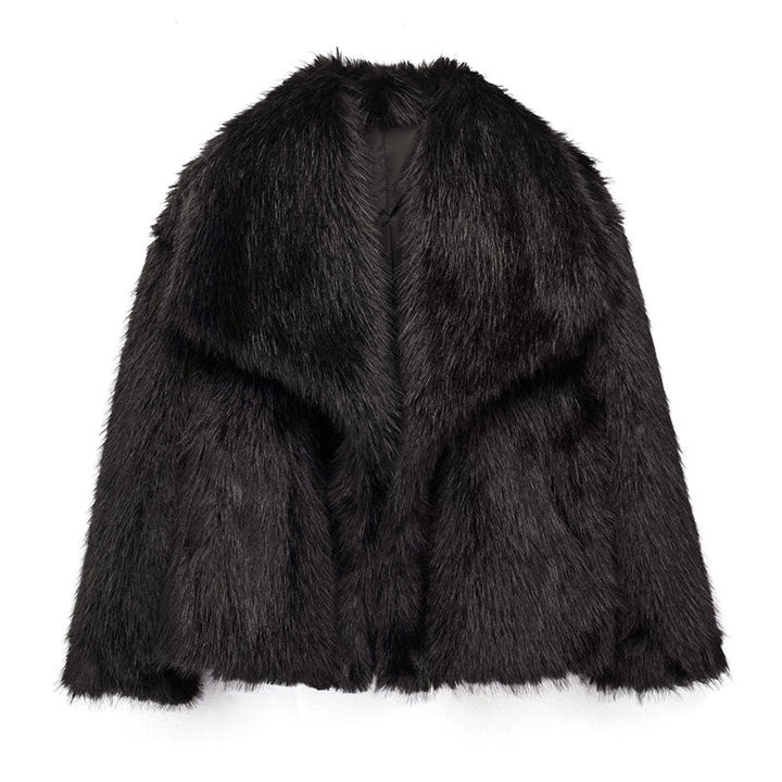 Mirla | Kort Klippt Faux-Fur-Jacka med Överdimensionerad Krage-Eva Jonsson