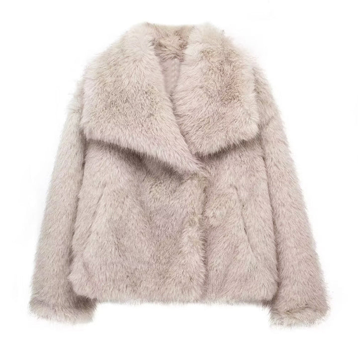 Mirla | Kort Klippt Faux-Fur-Jacka med Överdimensionerad Krage-Eva Jonsson