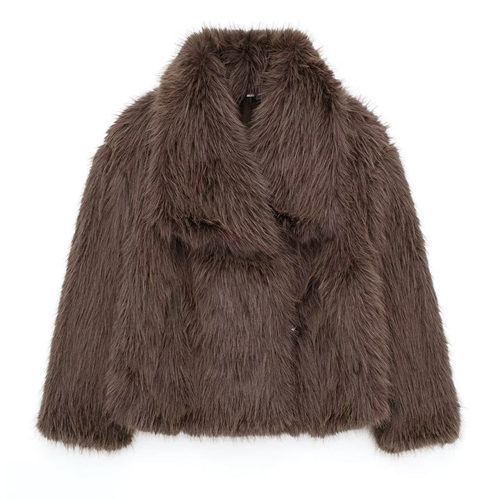 Mirla | Kort Klippt Faux-Fur-Jacka med Överdimensionerad Krage-Eva Jonsson