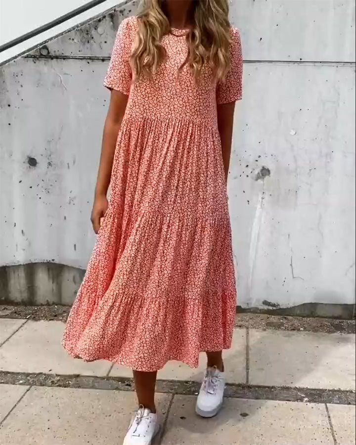 Mirla | Kortärmad klänning med blommönster-Eva Jonsson