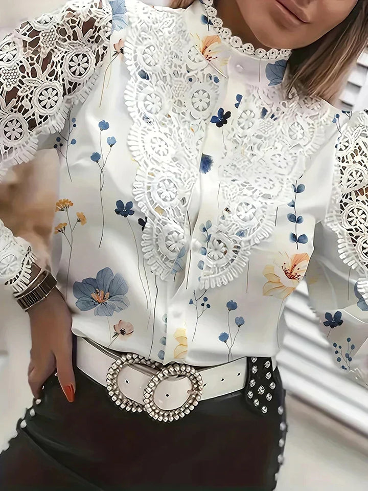 Mirla | Krage Spets Patchwork Blus-Eva Jonsson
